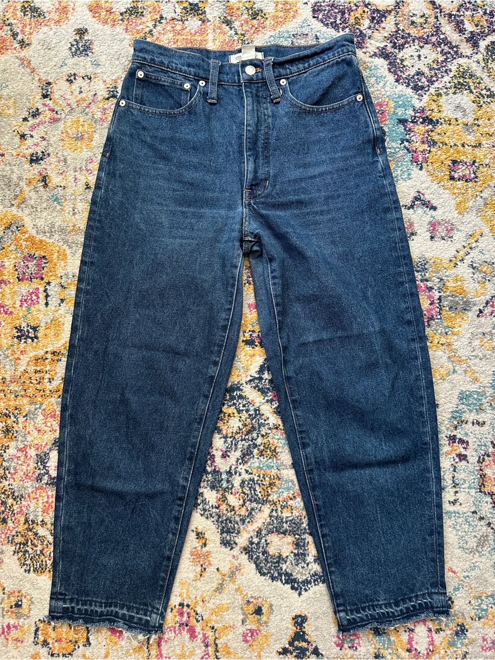Madewell Balloon Jean High Rise Barrel Tapered Leg Blue Denim Jeans Size 27